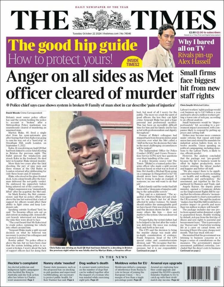 Portada de The Times (Reino Unido)