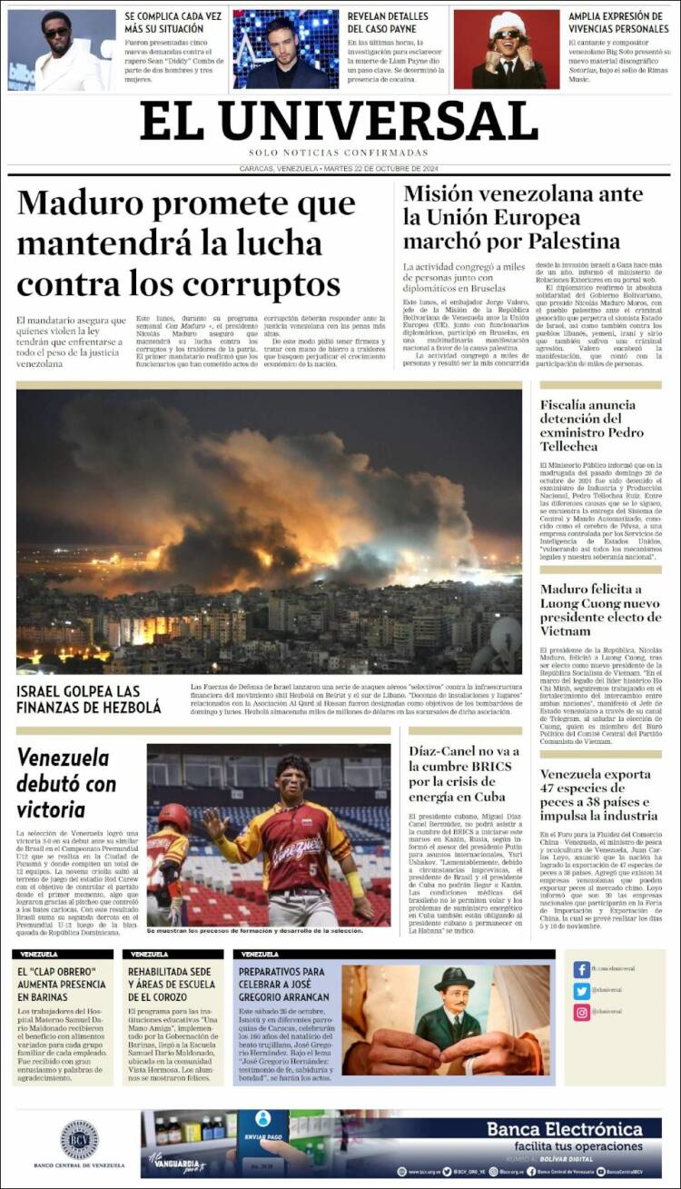Portada de Universal (Venezuela)