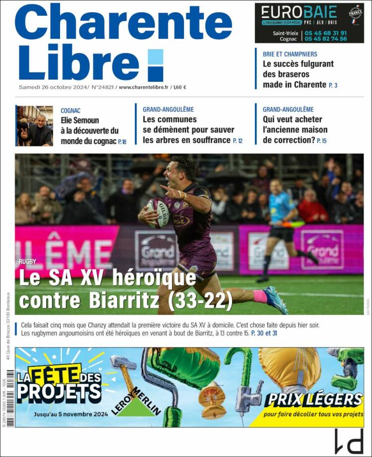Portada de Charente Libre (Francia)