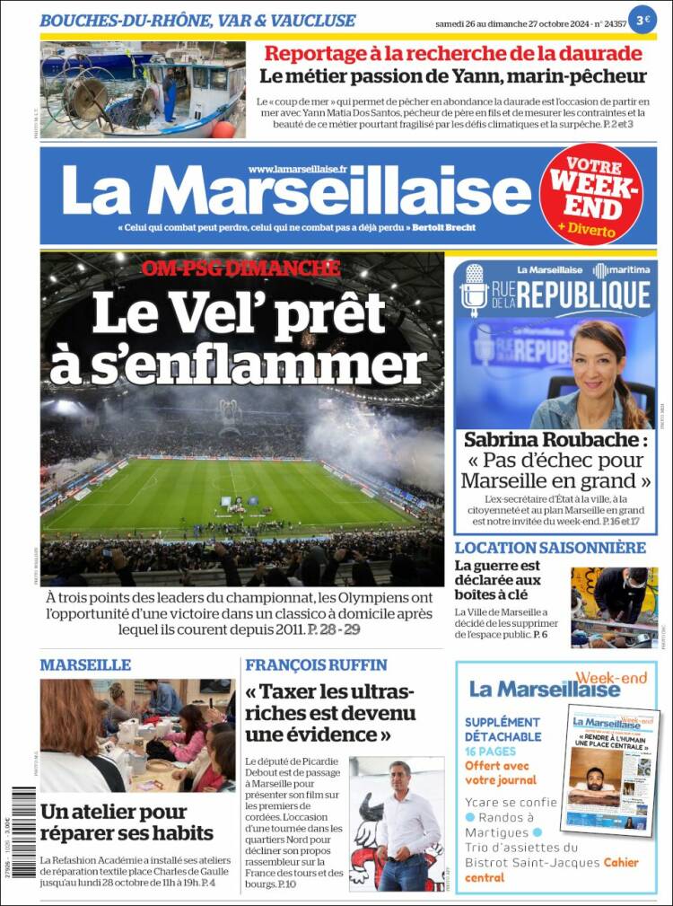 Portada de La Marseillaise (Francia)