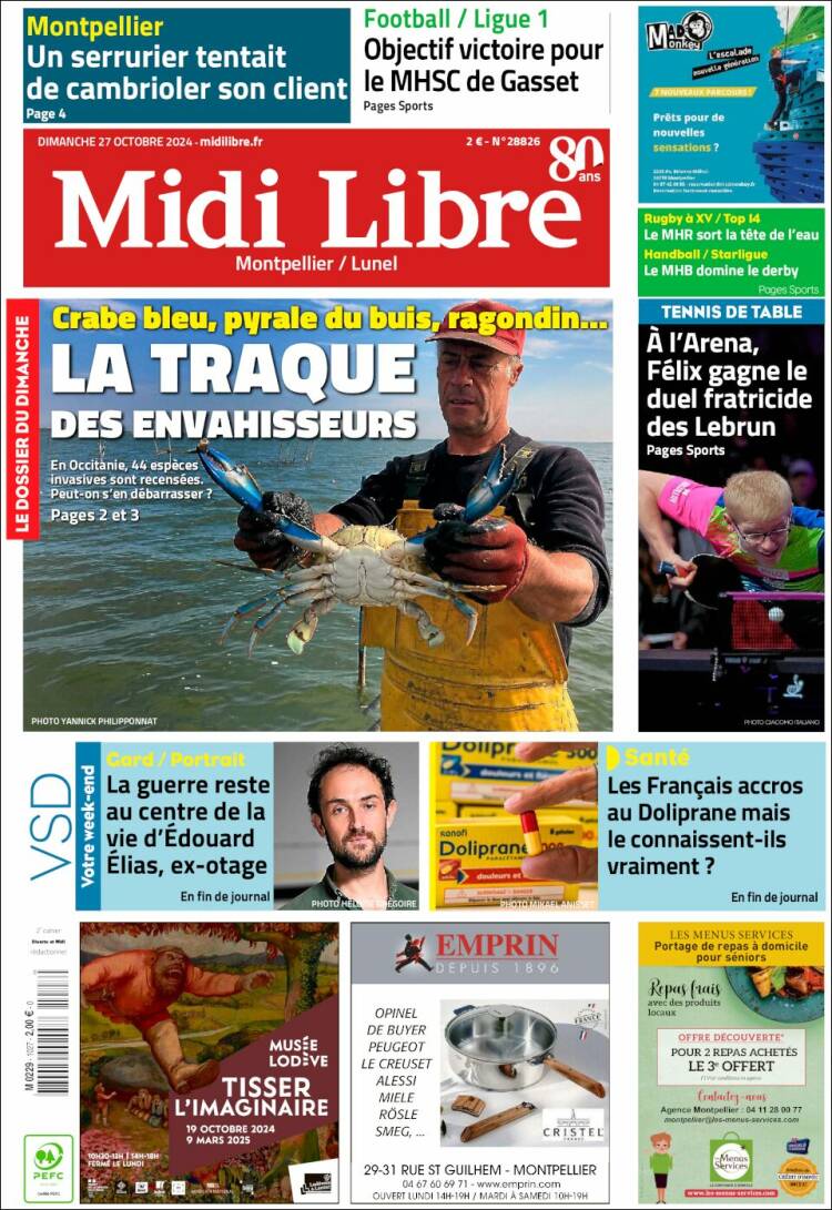 Portada de Midi Libre (Francia)