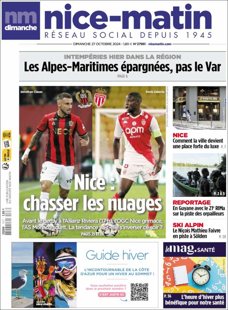 Portada de Nice-Matin (Francia)
