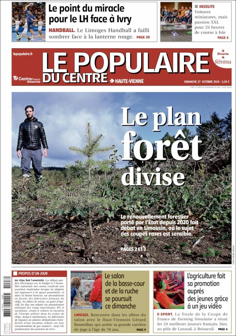 Portada de Le Populaire du Centre (Francia)