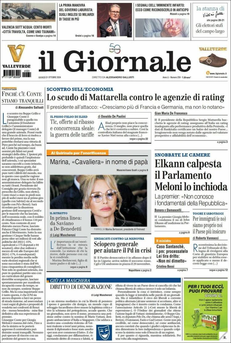 Portada de il Giornale (Italia)