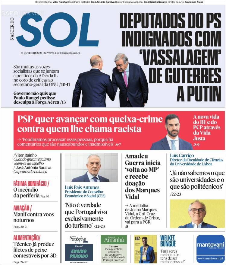Portada de Jornal Sol (Portugal)