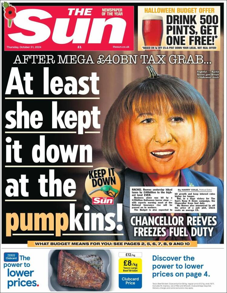 Portada de The Sun (Reino Unido)