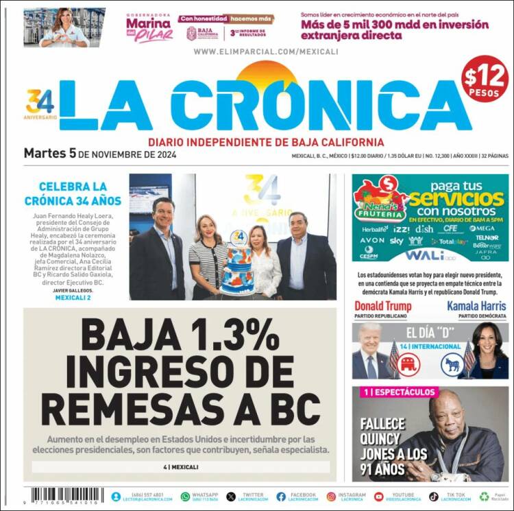 Portada de La Crónica de Baja California (México)