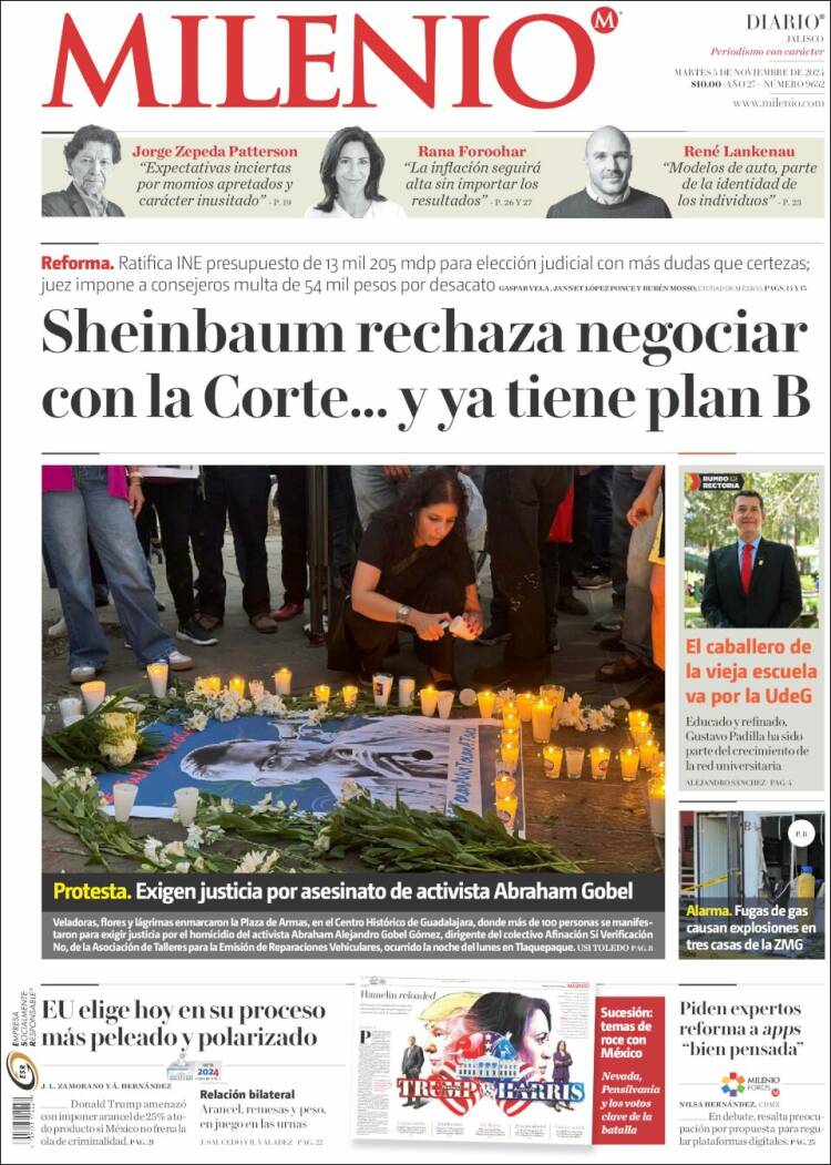 Portada de Milenio - Jalisco (México)