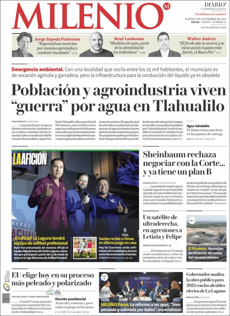 Portada de Milenio - Laguna (México)
