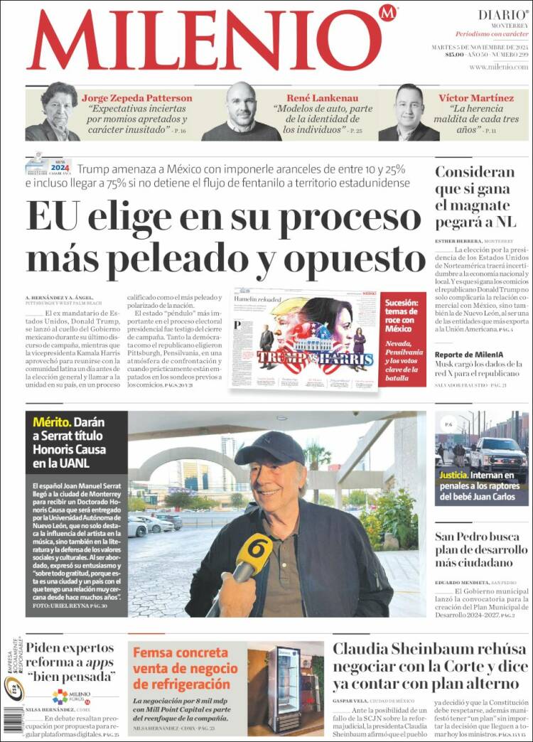 Portada de Milenio de Monterrey (México)