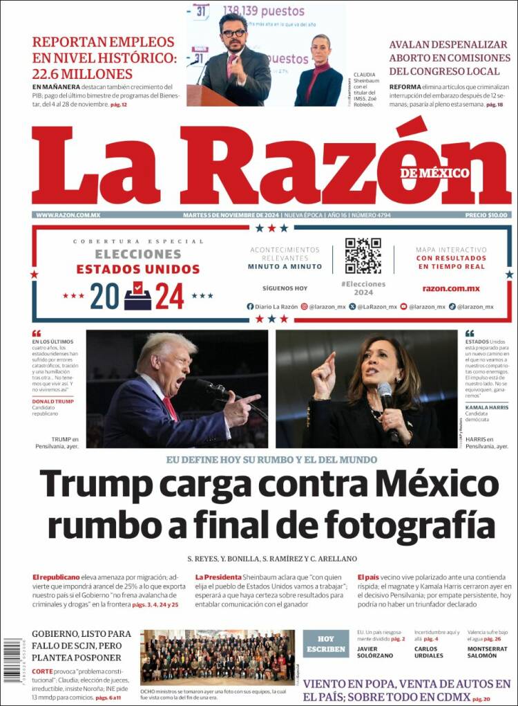 Portada de La Razón (México)
