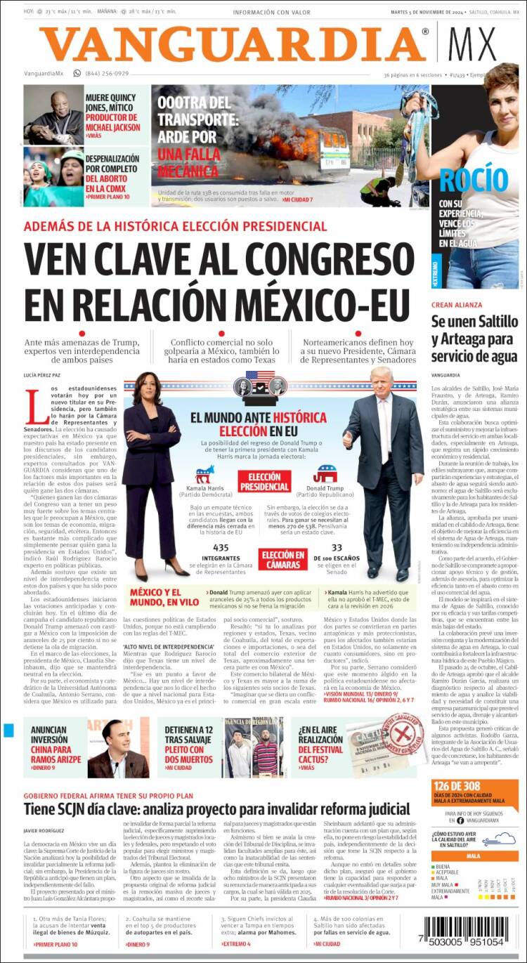 Portada de Vanguardia (México)