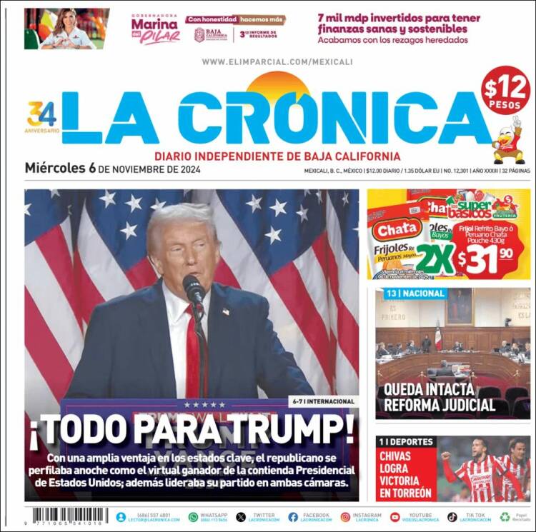 Portada de La Crónica de Baja California (México)