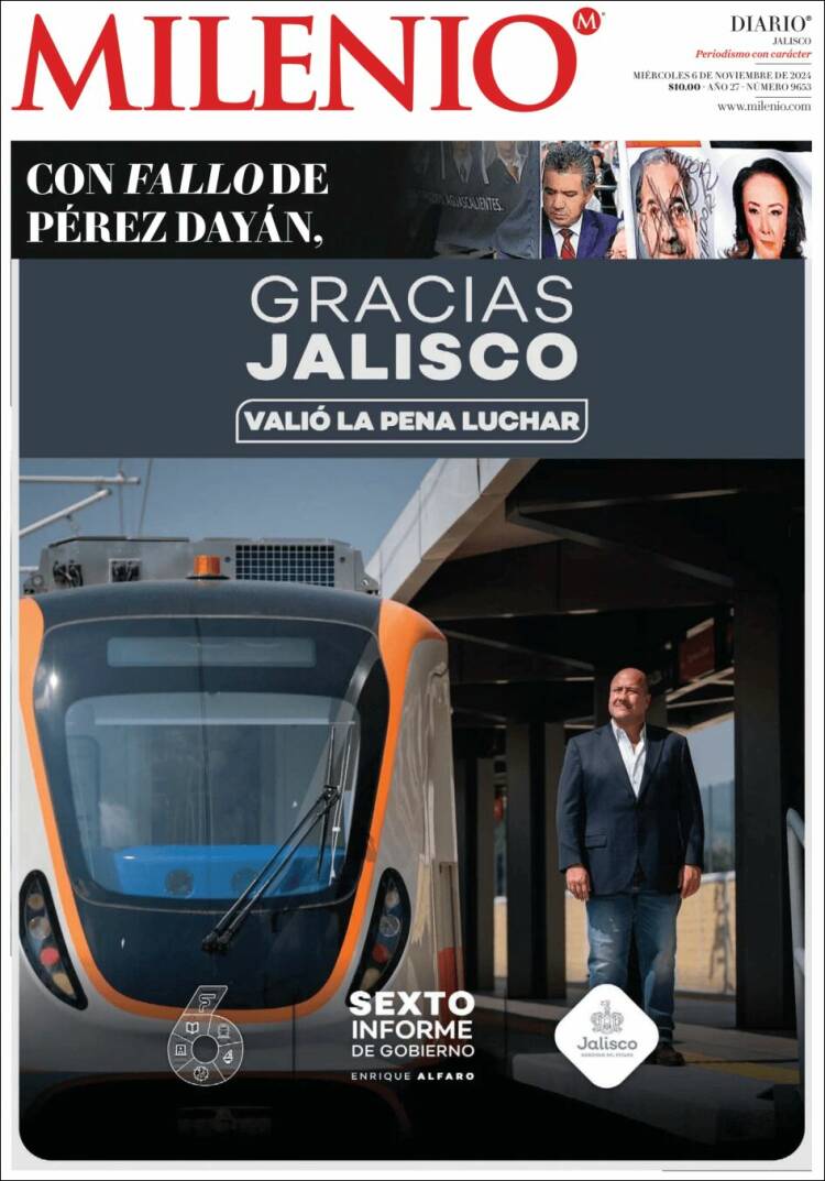 Portada de Milenio - Jalisco (México)