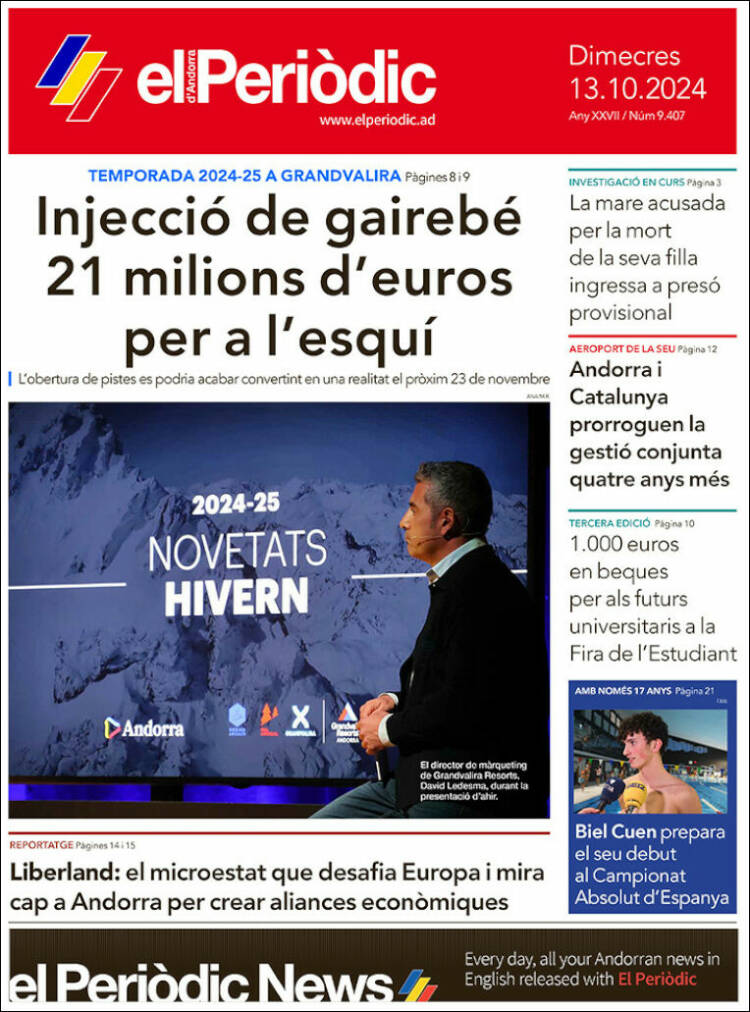 Portada de El Periòdic d'Andorra (Andorra)