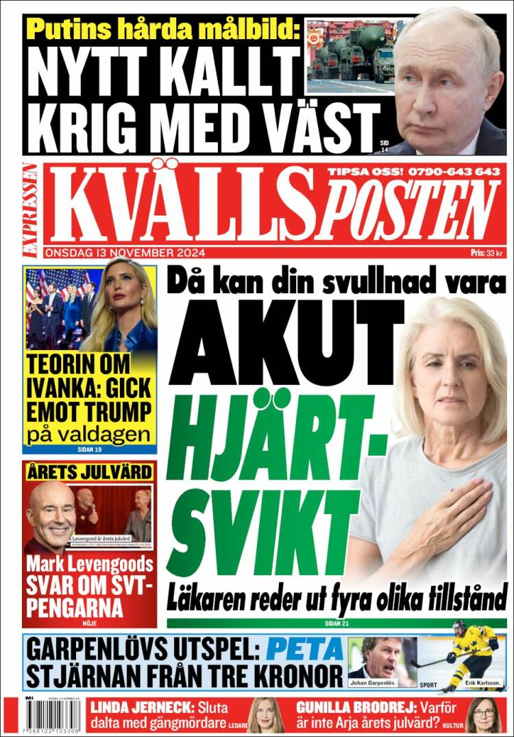 Portada de Kvällsposten (Sweden)