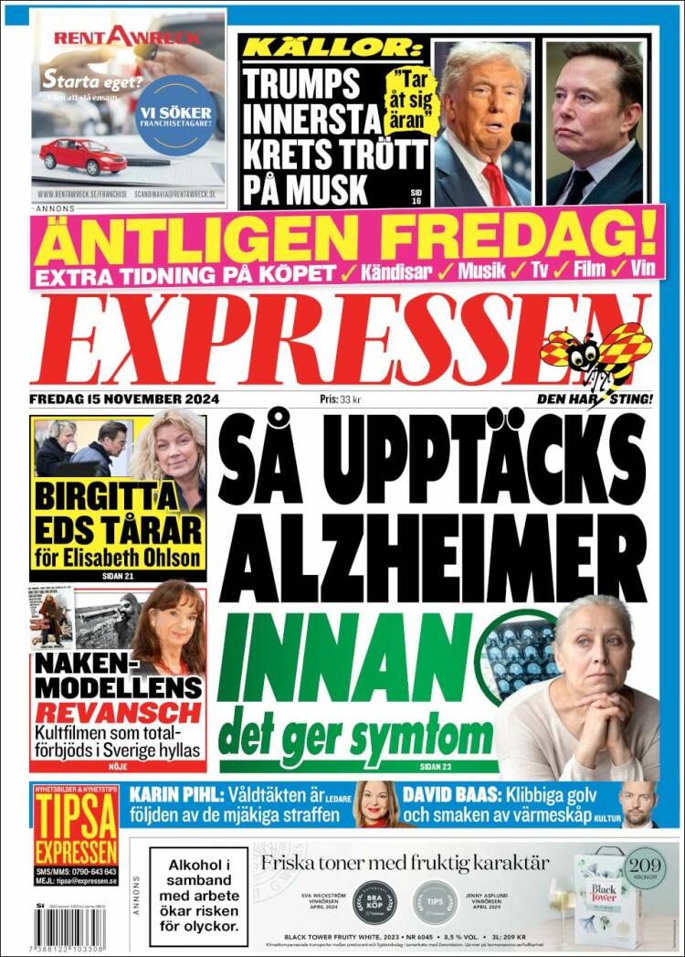 Portada de Expressen (Sweden)