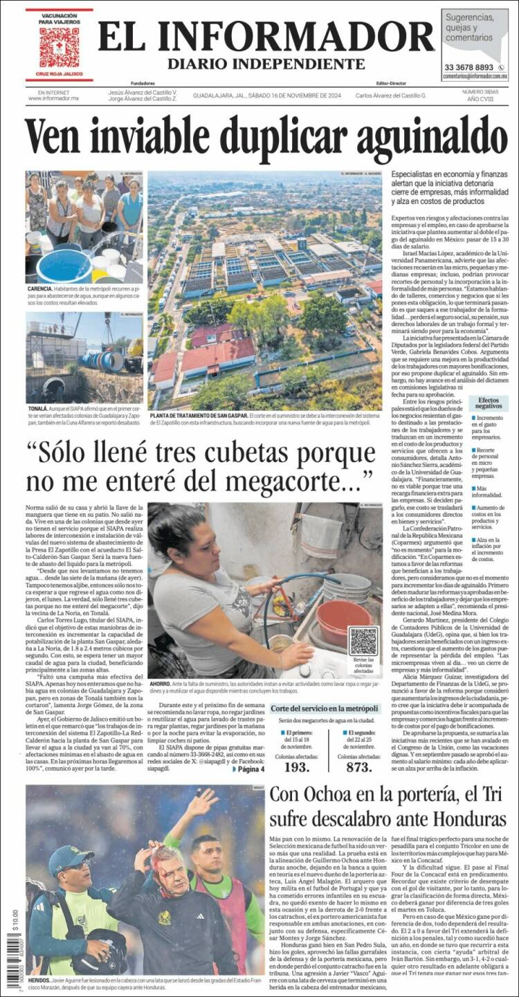 Portada de El Informador (México)