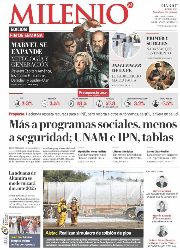 Portada de Milenio - Tamaulipas (México)
