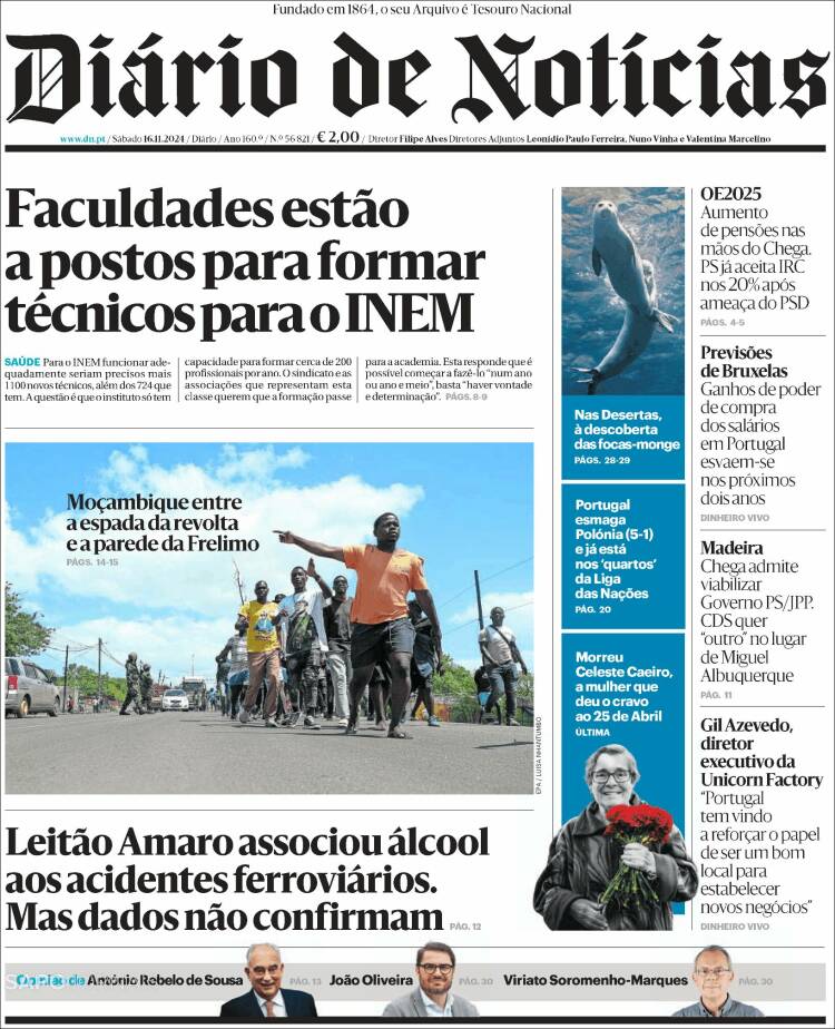 Portada de Diário de Noticias (Portugal)