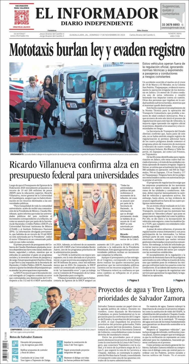 Portada de El Informador (México)