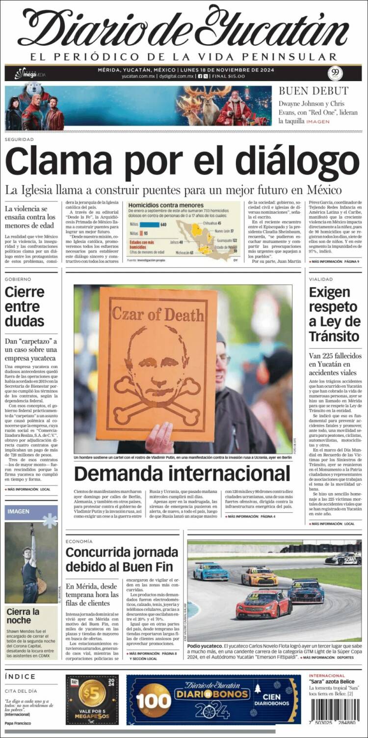 Portada de Diario de Yucatán (México)