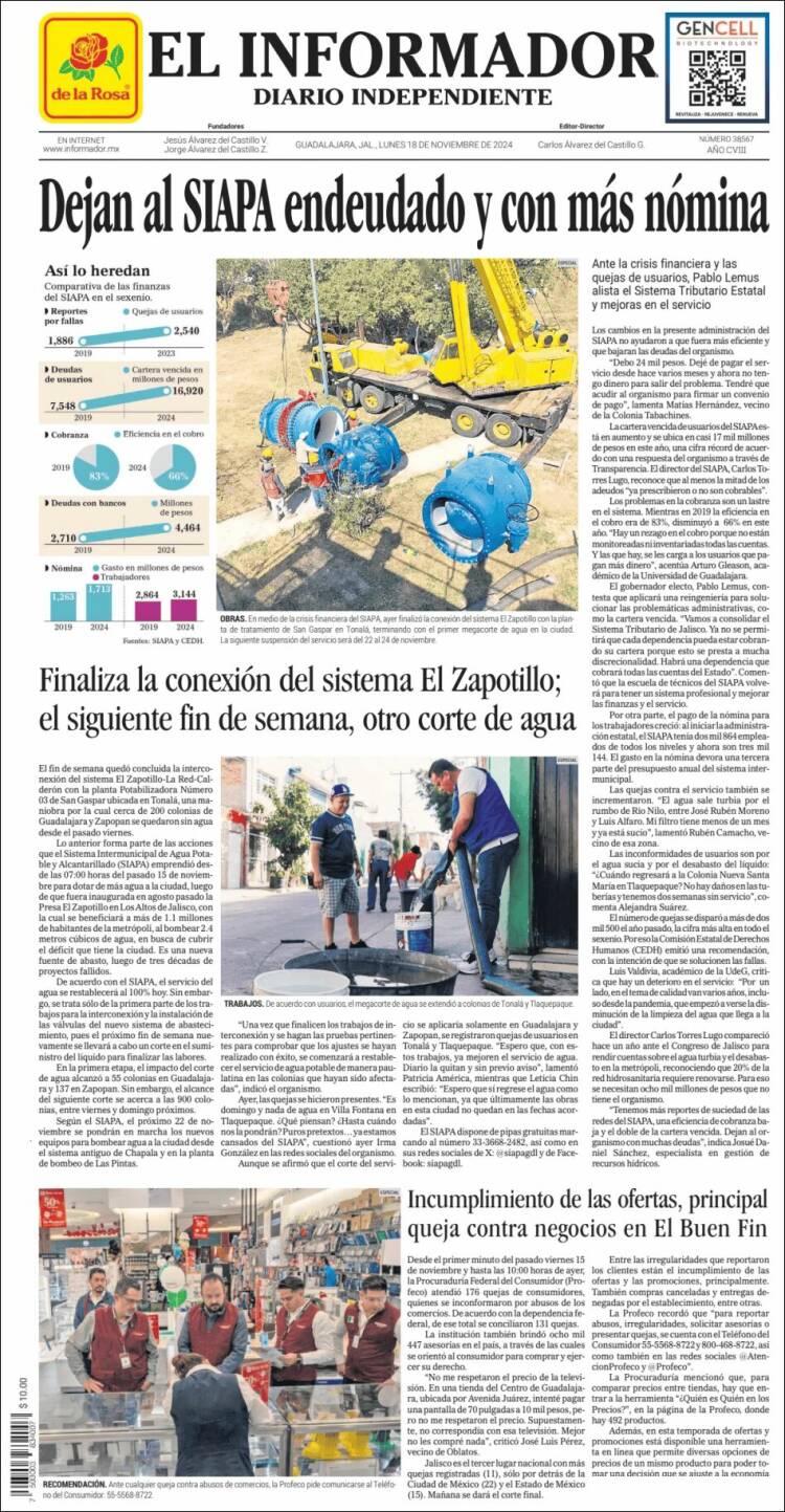 Portada de El Informador (México)