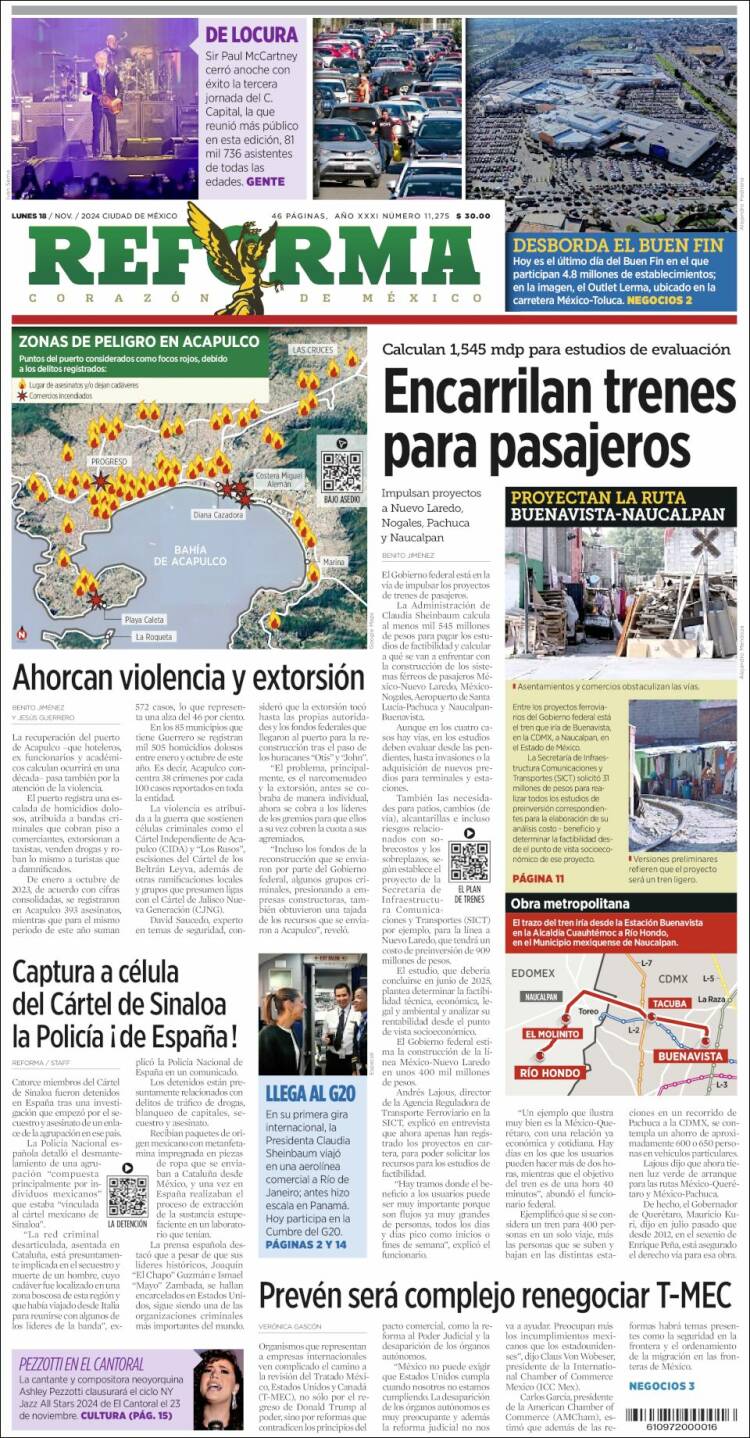 Portada de Reforma (México)
