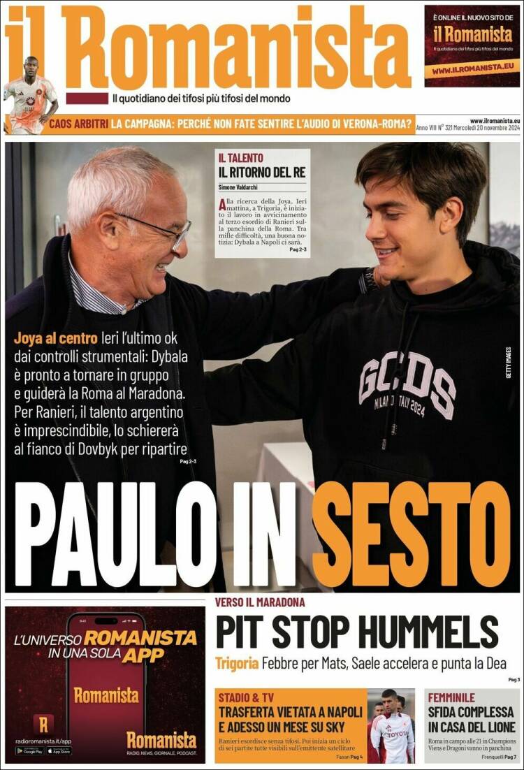 Portada de Romanista (Italia)