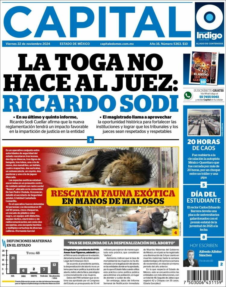 Portada de Capital México (Mexique)