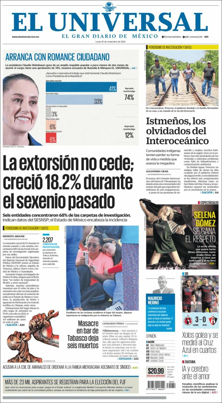 Portada de El Universal (México)