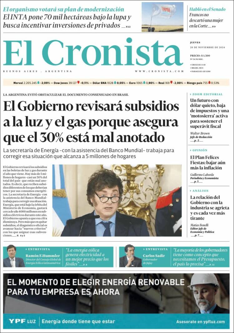 Portada de El Cronista Comercial (Argentina)