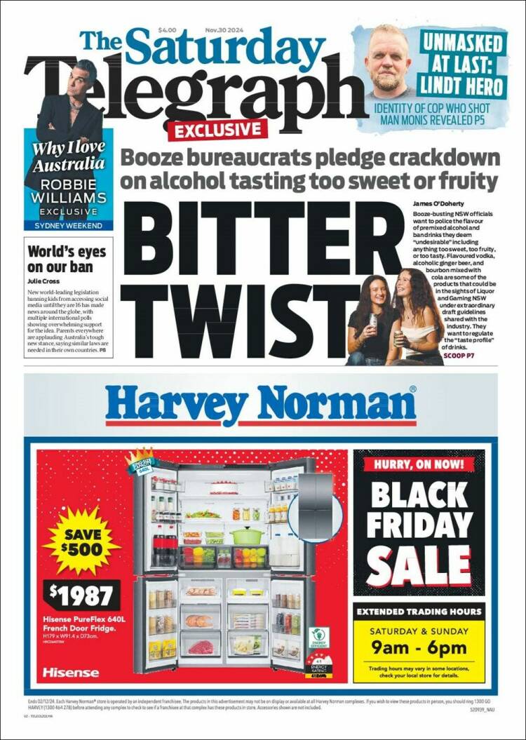 Portada de The Daily Telegraph (Australia)