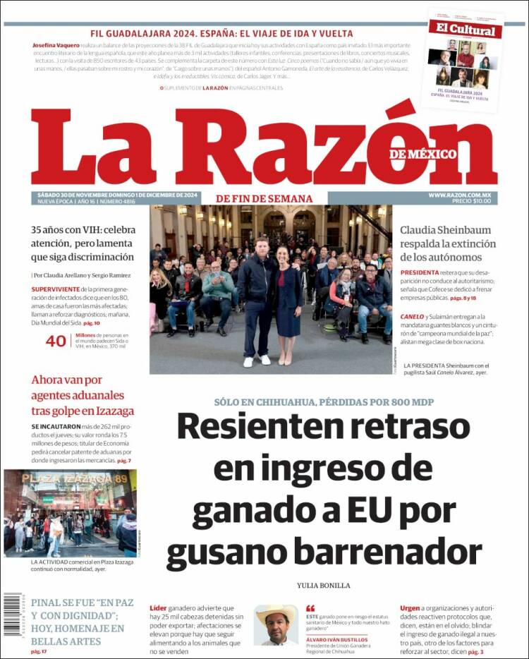 Portada de La Razón (Mexico)