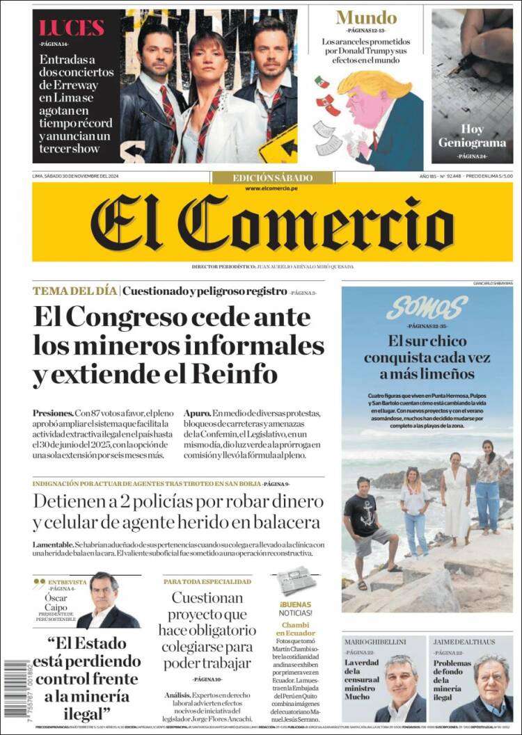 Portada de El Comercio (Peru)