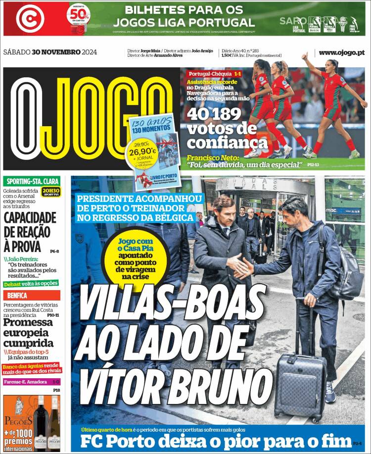 Portada de O Jogo (Portugal)