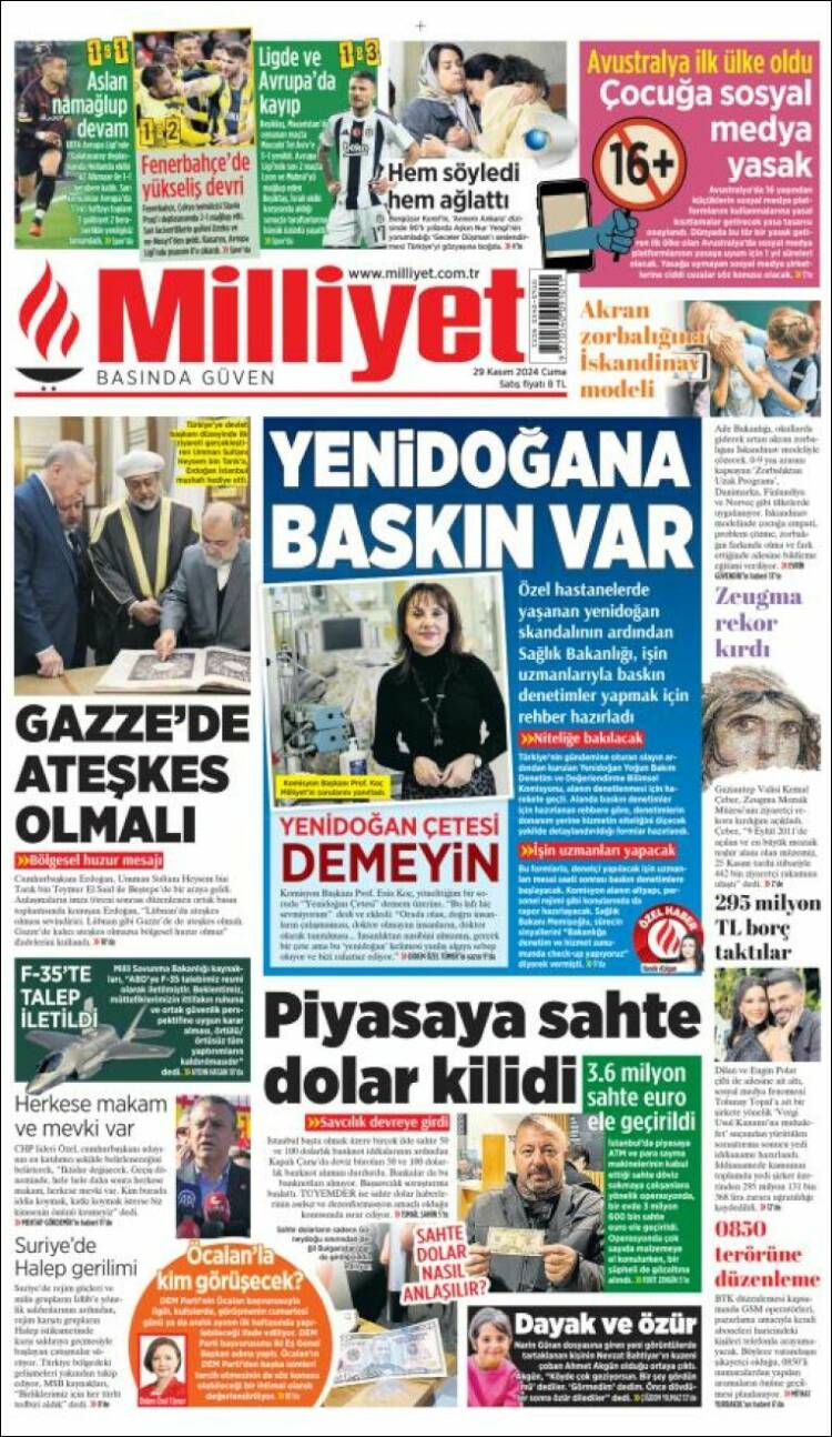 Portada de Milliyet (Turkey)