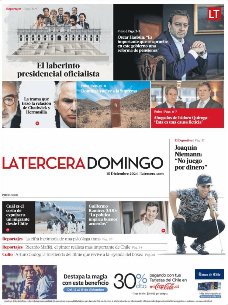 Portada de La Tercera (Chile)