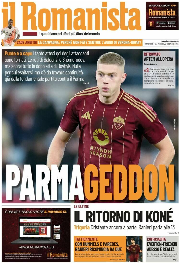Portada de Romanista (Italia)
