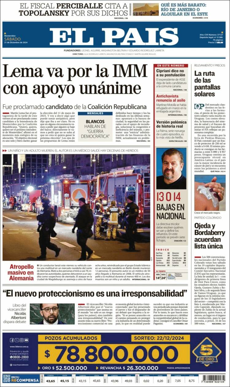 Portada de El País (Uruguay)