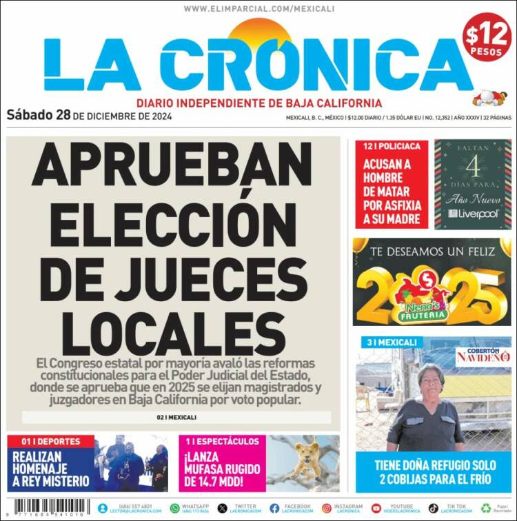 Portada de La Crónica de Baja California (México)