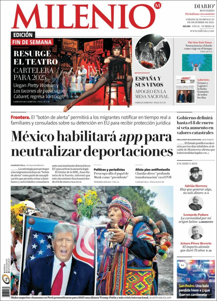 Portada de Milenio de Monterrey (México)