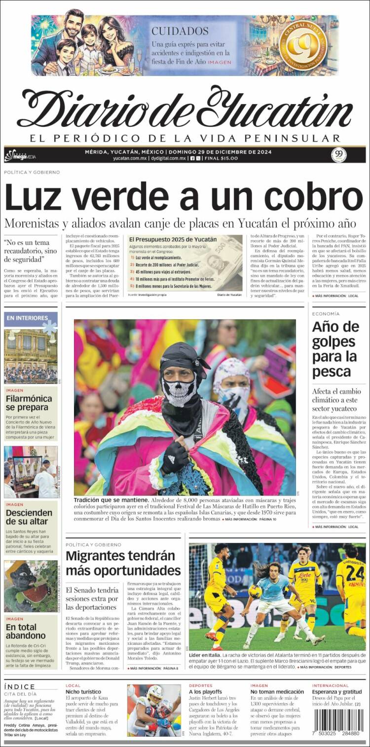 Portada de Diario de Yucatán (México)