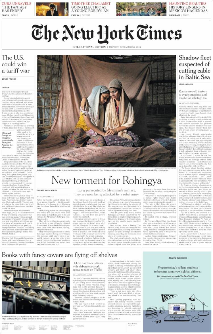 Portada de International New York Times (Europa)