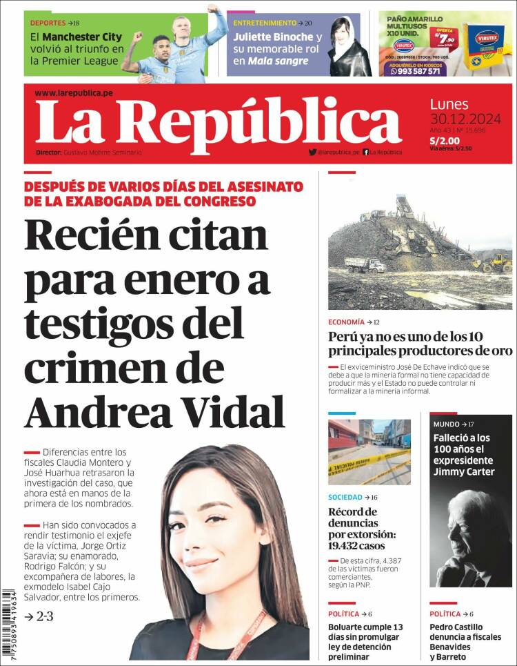 Portada de La Republica (Perú)