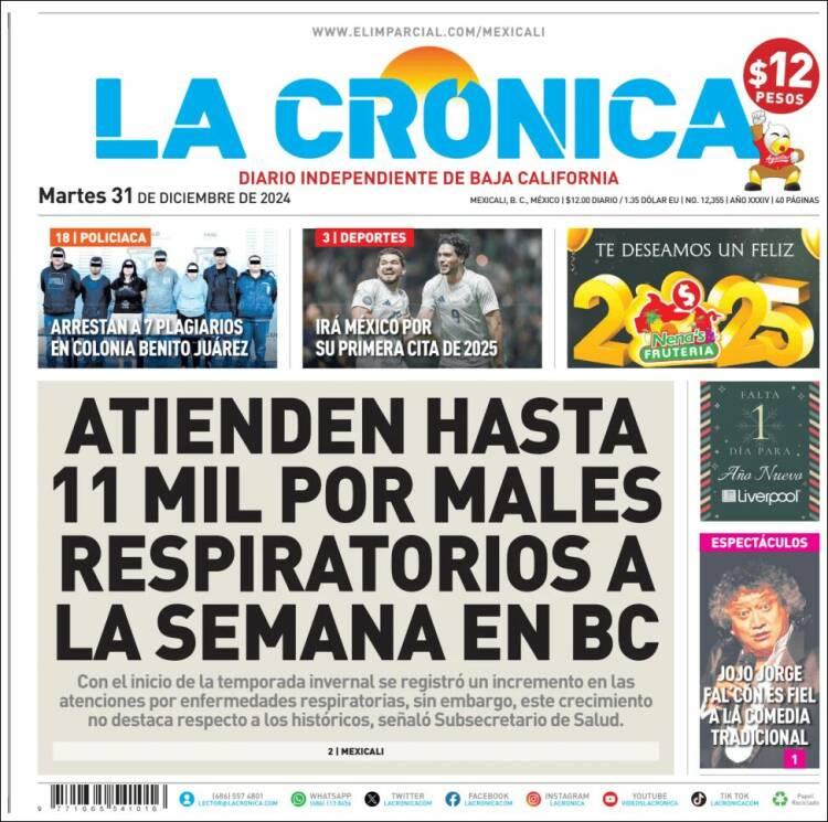 Portada de La Crónica de Baja California (México)