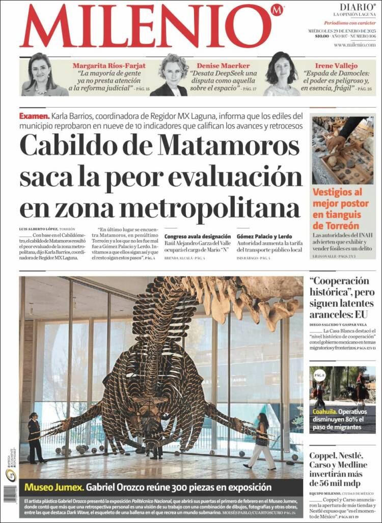 Portada de Milenio - Laguna (México)