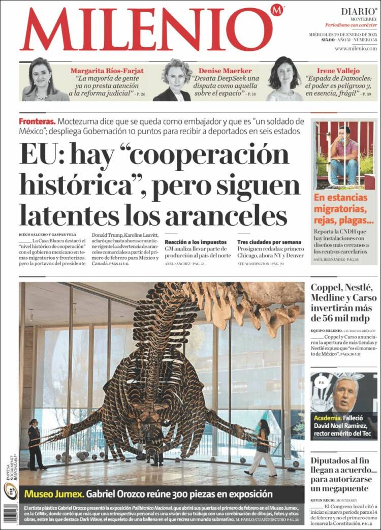 Portada de Milenio de Monterrey (México)
