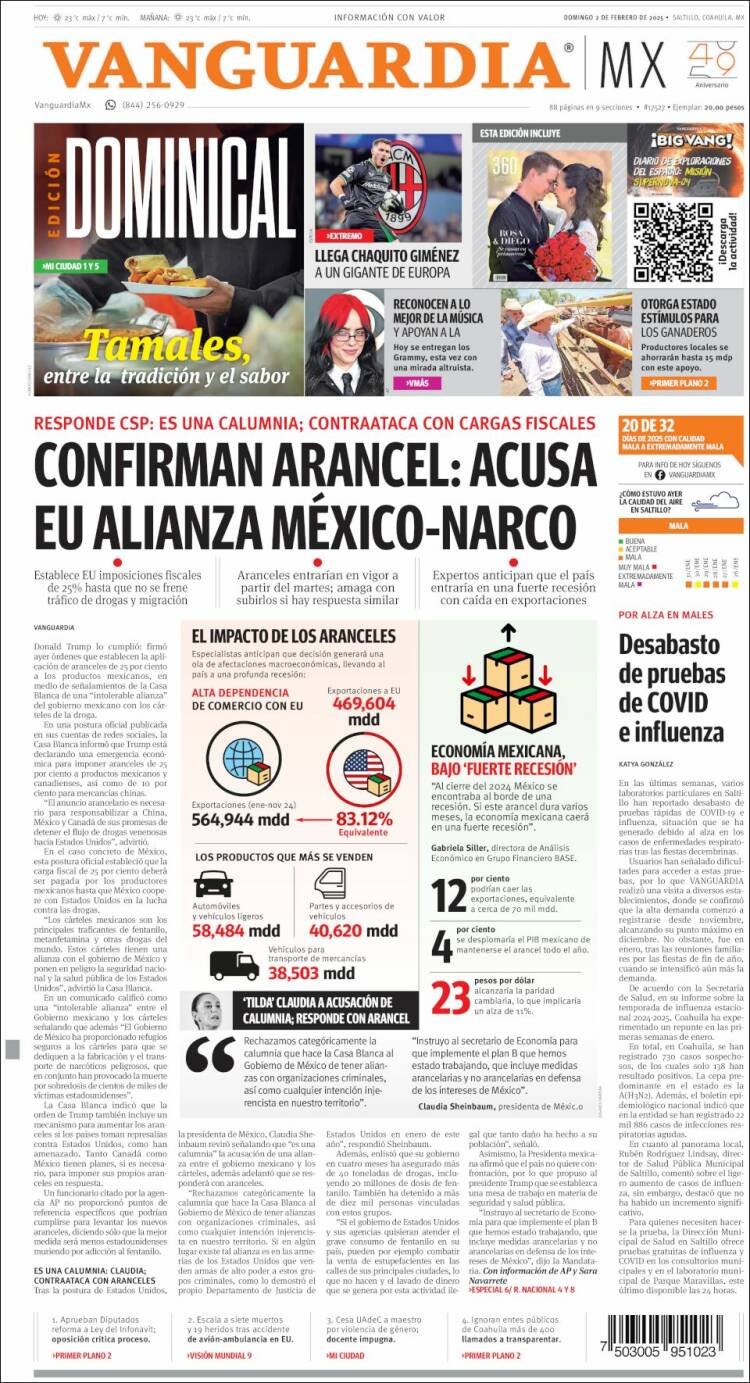 Portada de Vanguardia (México)