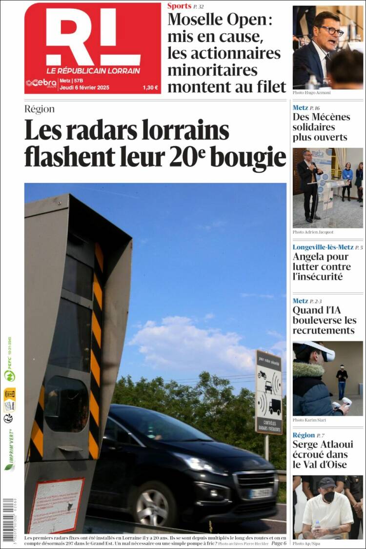 Portada de Le Republicain Lorrain (Francia)